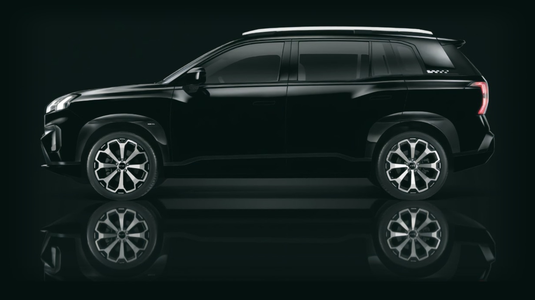 GoLula AION V electric SUV, black, in a dark studio